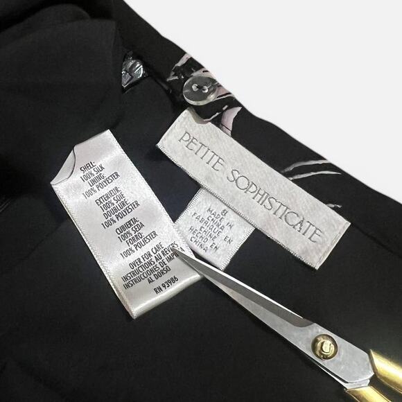 VTG 90s Petite Sophisticate Black & Purple Floral Spray Whimsy Maxi Skirt 8/M - Picture 7 of 7